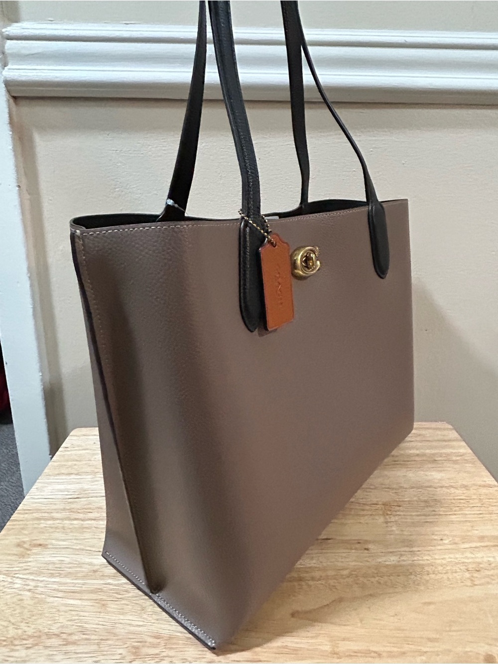 Coach Brown Leather Tote with Black Handles - Picture 8 of 16